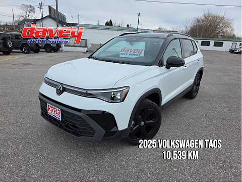 2025 Volkswagen Taos Comfortline Black Edition 4MOTION in White for sale at Davey Auto Sales Oshawa South in Oshawa, ON