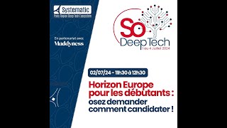 SDT 2024 – Horizon Europe pour les débutants