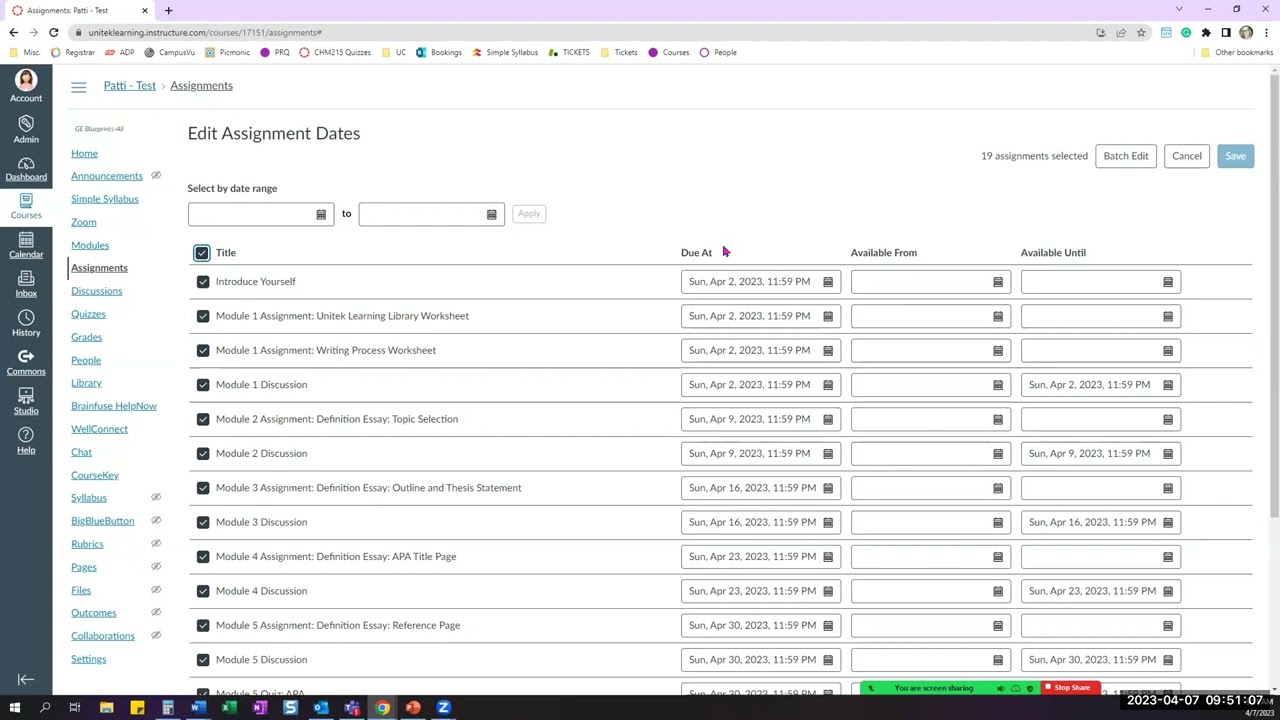 Update Canvas Due Dates - Batch Edit