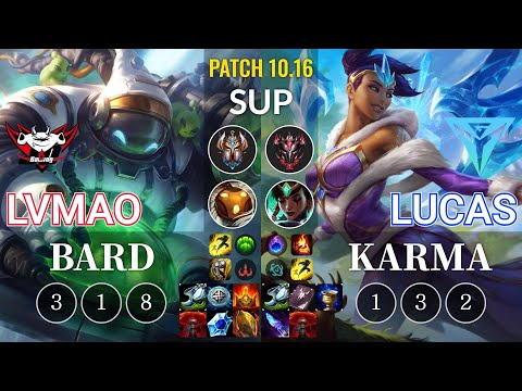 JDG LvMao Bard vs IGY Lucas Karma Sup - KR Patch 10.16