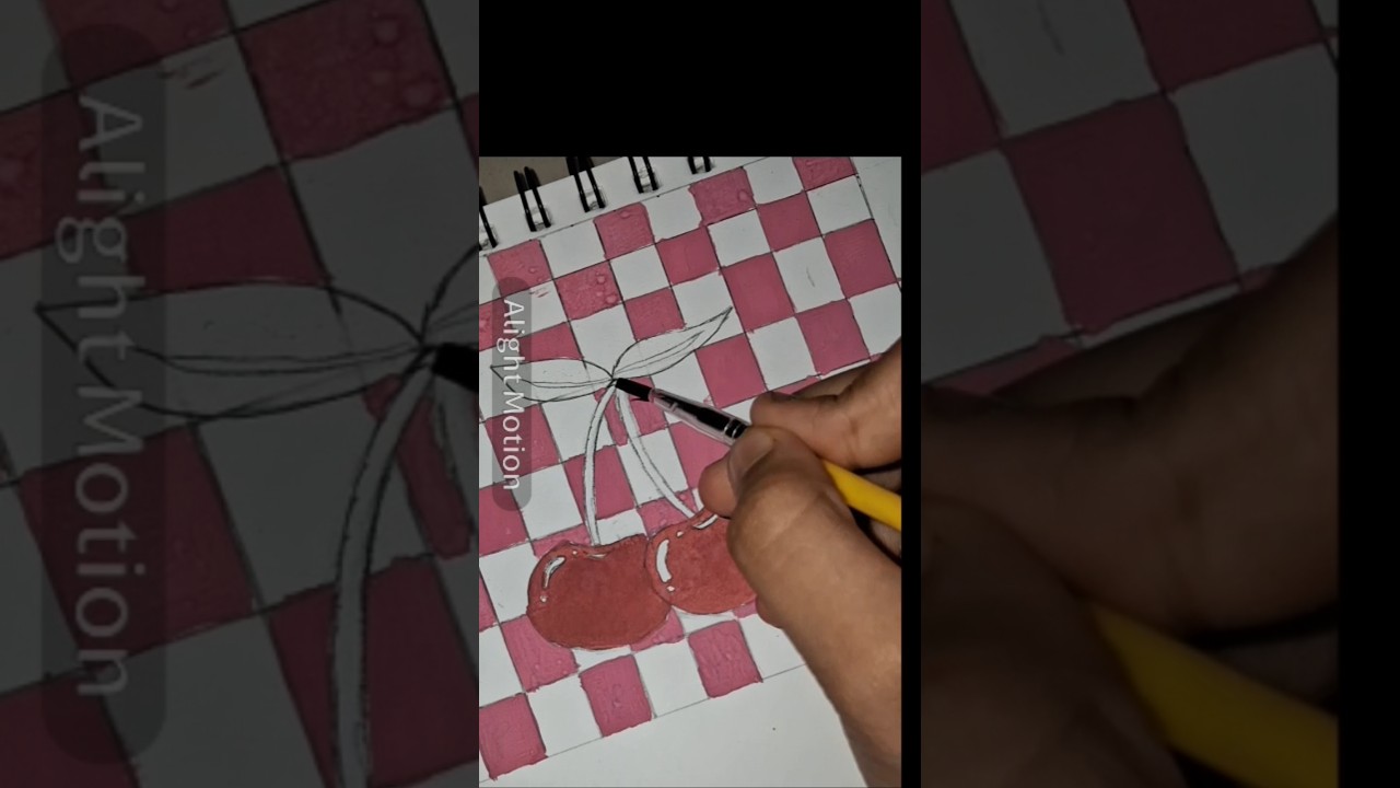 🍒 cherry painting 🍒 will make final touches in another video😊💗 #art #shorts