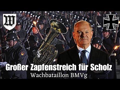 Großer Zapfenstreich der Bundeswehr für Olaf Scholz (ohne Kommentar) Wachbataillon/Stabsmusikkorps