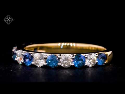 SAPPHIRE AND 0.50CT DIAMOND ASTERIA ETERNITY RING IN 18K GOLD VERSION - FT85 U