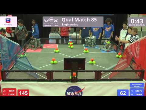 VEX Worlds 2016 - VRC High School - Engineering - Qual 85 (169A 5772C) 257 vs 96 (5107C 1460A)