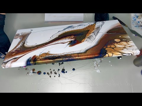 (68) “Liquid Gold"- Swipe Technique Acrylic Pouring Abstract Painting-Metallic Colors #art #fluidart