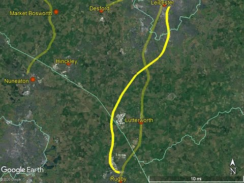 Lost railway fly-through: Rugby to Leicester, ex Midland Counties Railway