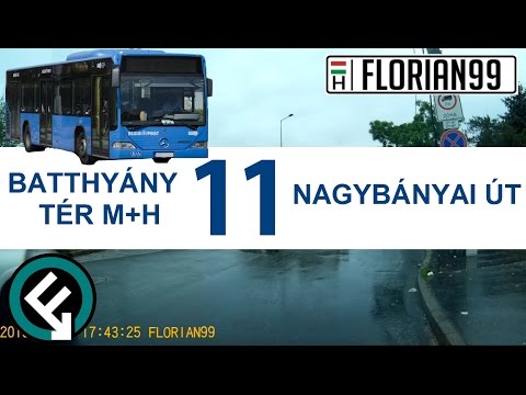 BKV,VT 11-es busz útvonala (Batthyány tér M+H - Nagybányai út - Batthyány tér M+H)