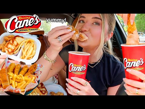 Raising Cane's Mukbang w/ HUGE cup of cane's sauce! On VACA!!