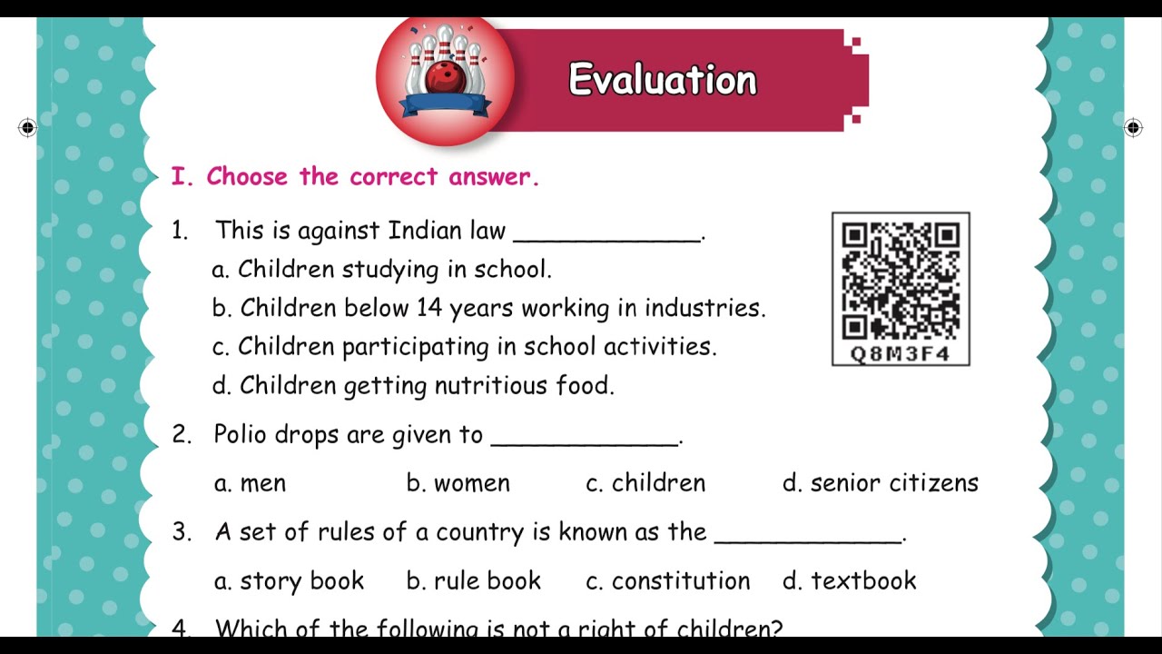 4 TH S.SCIENCE - TERM 3 - UNIT3 - RIGHTS AND DUTIES OF CHILDREN - Evaluation