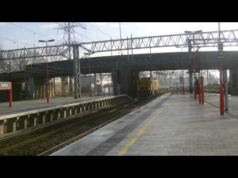 A Network Rail rail grinder Passes Stafford 20/1/14