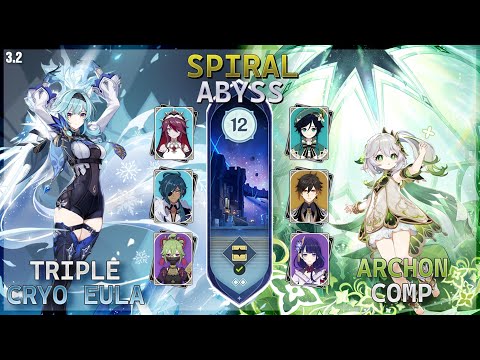 3 Cryo Super Superconduct Eula & Archons Comp - Spiral Abyss 3.2 #genshinimpact