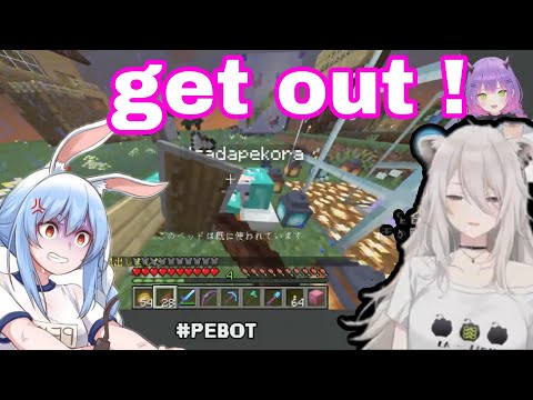 Botan Smacked Pekora Off Her Bed And Sleep On It | Minecraft [Hololive/Eng Sub]