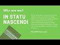 In Statu Nascendi's Conference Day 1 - October 2019