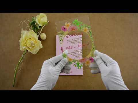 Awi-8869 acrylic wedding invitation in flower design