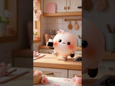 【4K AI ASMR】Tiny Sakura Mochi Baby Wraps Onigiri 🌿🍙 | Cute ASMR #SakuraMochi #ASMRReels
