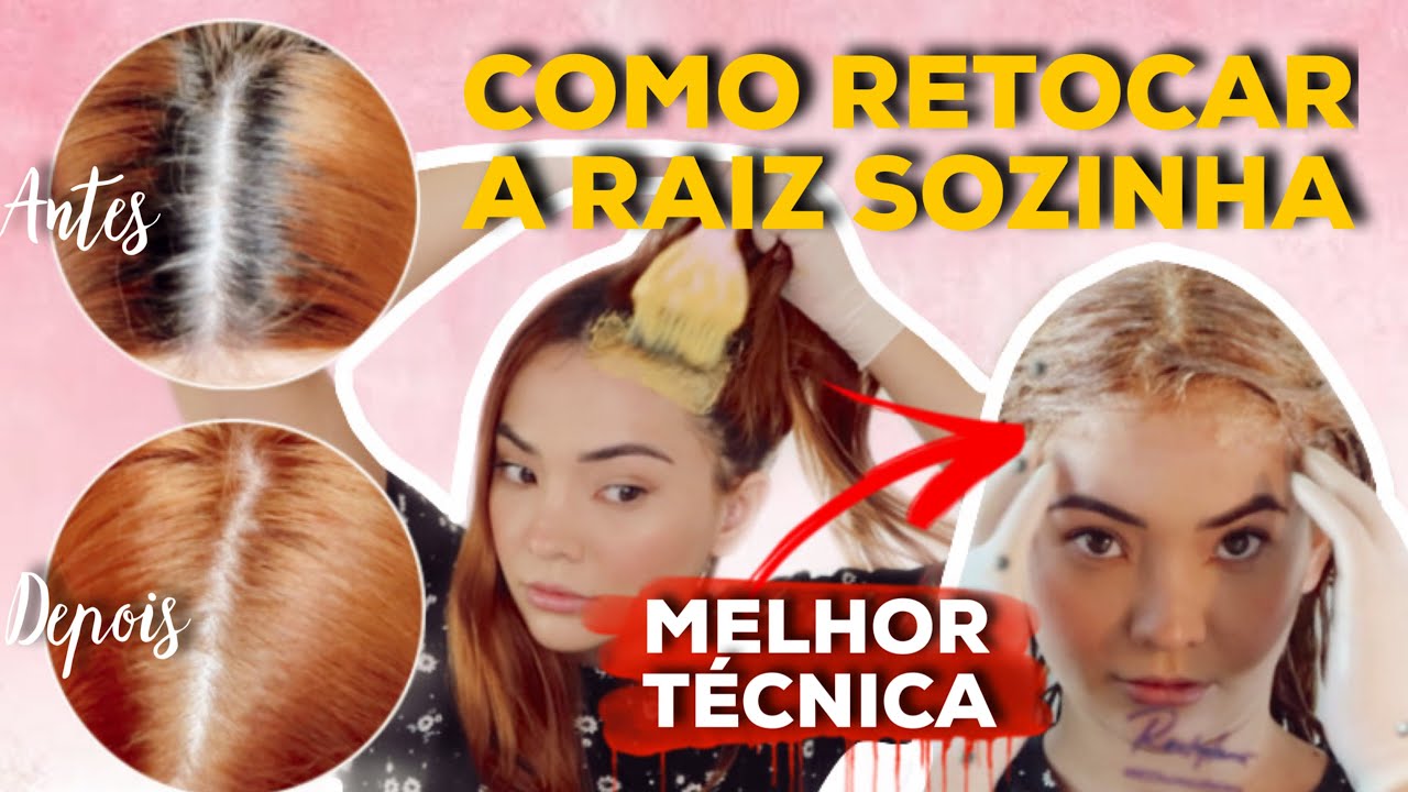 COMO RETOCAR A RAIZ SOZINHA SEM MANCHAR - Melhor técnica para iniciantes + banho de brilho