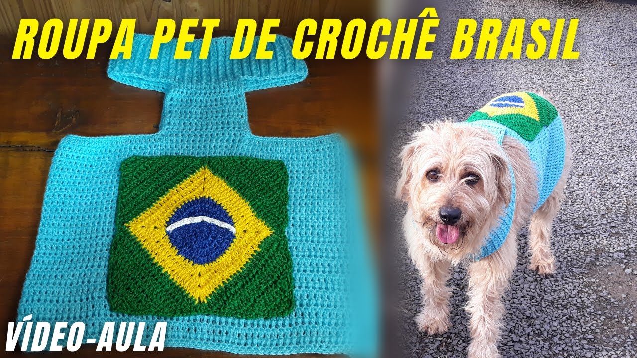 ROUPA PET DE CROCHÊ BRASIL / Tamanho GG / Roupinha pra cachorro