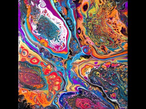 #2812 Puddles & Scoops Tipped Contemporary Art Fluid Acrylics #2812-5.17.2018 intuitive art