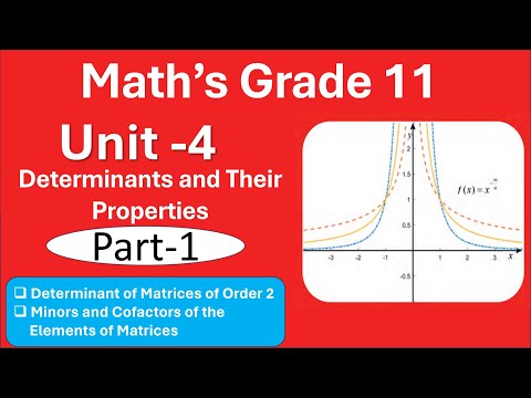 1. Maths Grade 11 Unit 4 Determinant| Part 1 Determinants of Matrices of Size 2, Minors and Cofactor