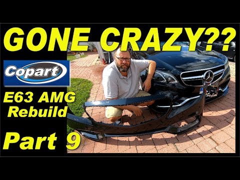 E63 AMG OEM bumper install AGAIN??? And Panamerican GT-R GRILL install for Copart rebuild.
