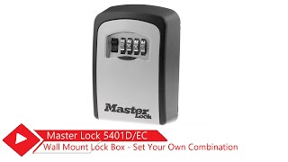 Master Lock 5401D / EC Wall Mount Lock Box Set Your Own or Reset Combination + Safeguard Keys