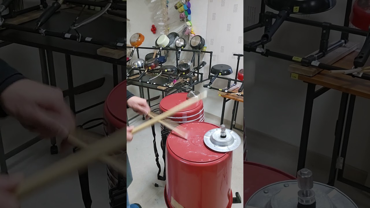 みそ容器と灰皿を組み合わせると、「貧乏人のスネア」ができます(※好きでやってますよ！)