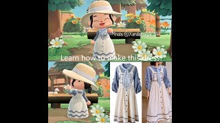 How to create PRO Designs (Sailor Dress tutorial) Animal Crossing New Horizons!! Tips+Tricks