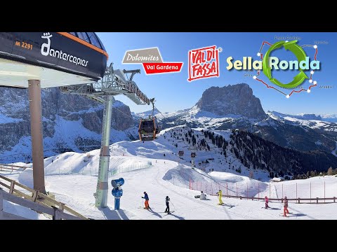 Sellaronda: Dolomiti Italy Anticlockwise Green pt.1 Alta Badia - Val Gardena. World Famous Ski Trail