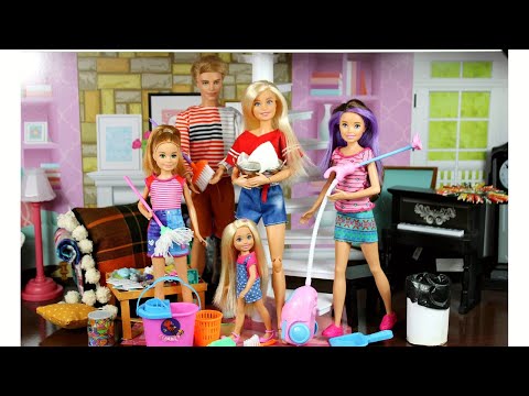 Barbie Dreamhouse Adventures Family Cleaning Routine! Barbie Doll Videos