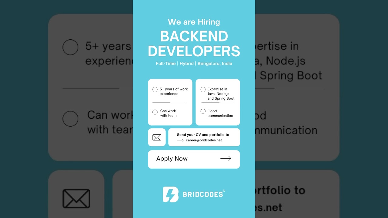 We are hiring Backend Developers! Apply Now