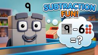 Numberblocks Math Learning | Number 9 Counting Adventure | Fun Shop Game