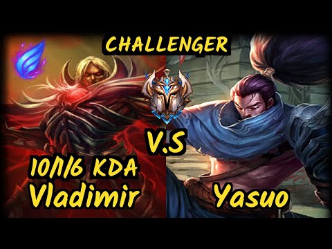 Ablazeolive (VLADIMIR) vs YASUO - 10/1/6 KDA MID CHALLENGER GAMEPLAY - NA