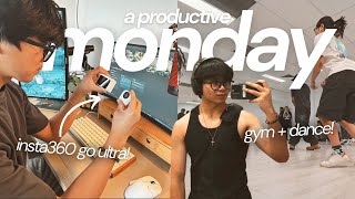🌼🌿 daily vlog: a monday in spring — new camera w/ insta360 go ultra, productive habits, dance + gym!