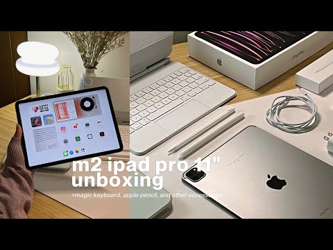 m2 ipad pro 11" unboxing [512GB space grey] 💌 magic keyboard, apple pencil 2, minimalist homescreen