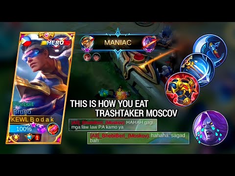 THIS HOW TO EAT TRASHTALKER MOSCOV | BRUNO BEST BUILD AND EMBLEM MLBB - Master Bodak