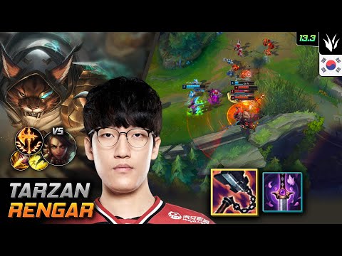 Tarzan Jungle Rengar Build Goredrinker Conqueror - Tarzan Rengar Match Highlight - LOL KR 13.3