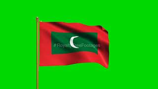 Maldives National Flag | World Countries Flag Series | Green Screen Flag | Royalty Free Footages