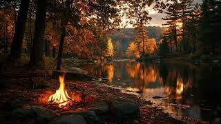 Warm Bonfire Reflections 🔥 Lake Ambience & Soft Night Air for Peaceful Sleep