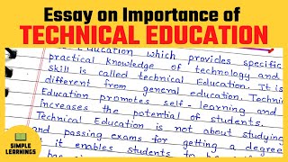 Importance of technical education essay for class 