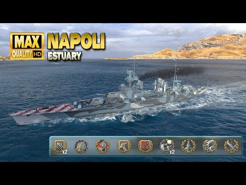Cruiser Napoli: Action rich game on map Estuary - World of Warships
