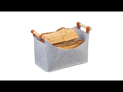 Filztasche mit Holzgriffen Anthrazit - Hellbraun