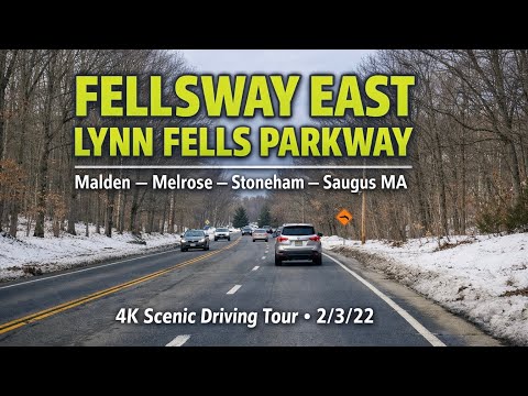 🚙 Fellsway East / Lynn Fells Parkway | Malden to Saugus MA | 4K Scenic Driving Tour 2/3/22