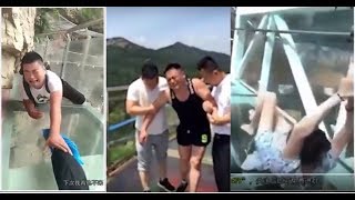 preview picture of video 'Top 10 Glass Bridges Funny Moments on Glass Walkway China'