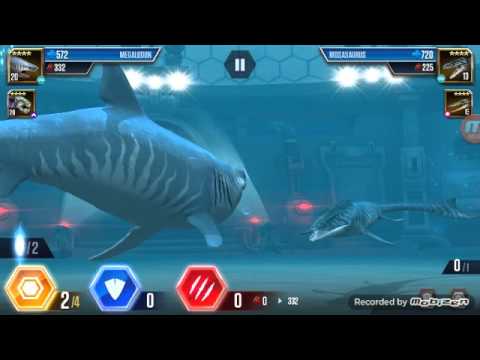 Jurassic world the game aquatic battle arena megalodon vs mosasaurs