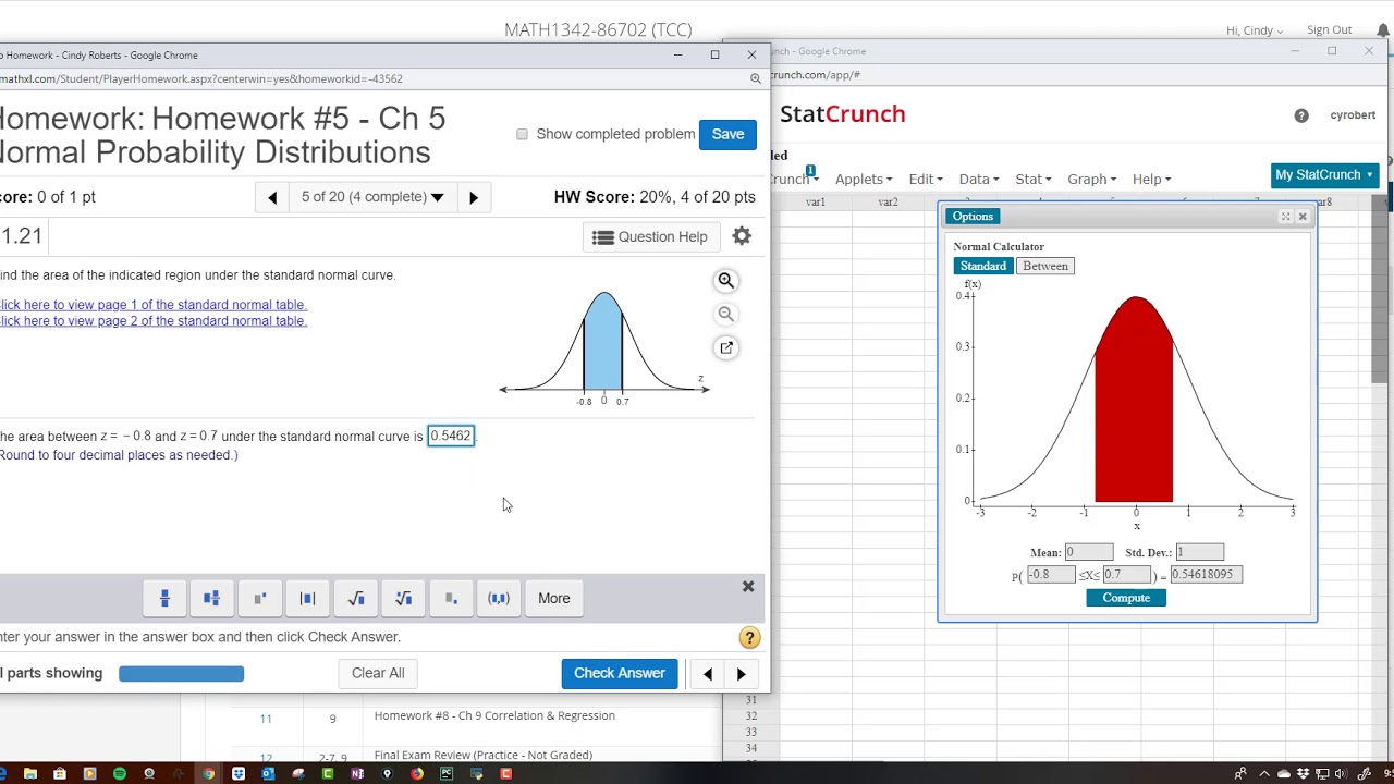 Statistics:  z Table vs. StatCrunch