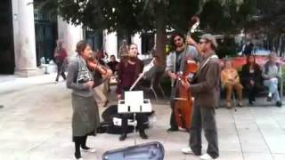 Live streetmusic quartet in Palma Mallorca