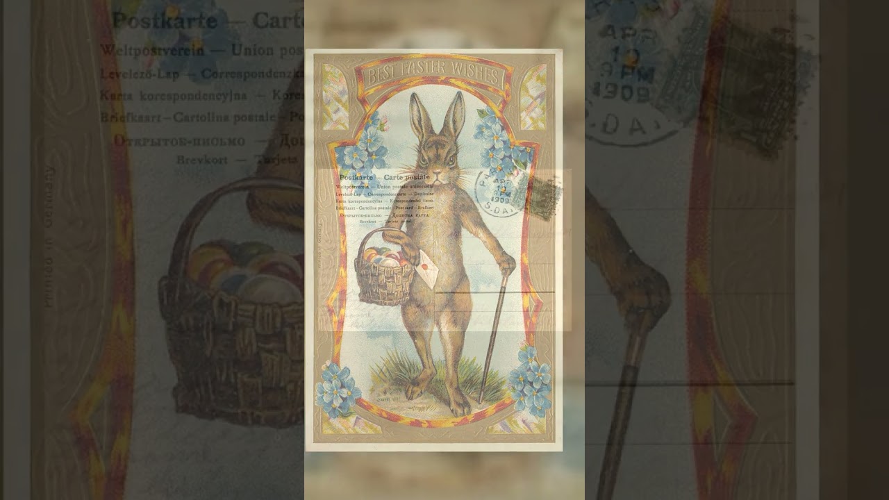 Printed in Germany, Divided Back Easter Bunny Postcard, 1908 Video