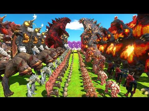 Devil War - Team Nuclear Godzilla 2014 vs Devil Itself Godzilla - Animal Revolt Battle Simulator