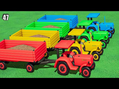 TRANSPORTING & LOAD POPLAR w/ HOBBY JOHN DEERE TRACTOR & COLORED TRAILER! SELLING WOODCHIPS! #47