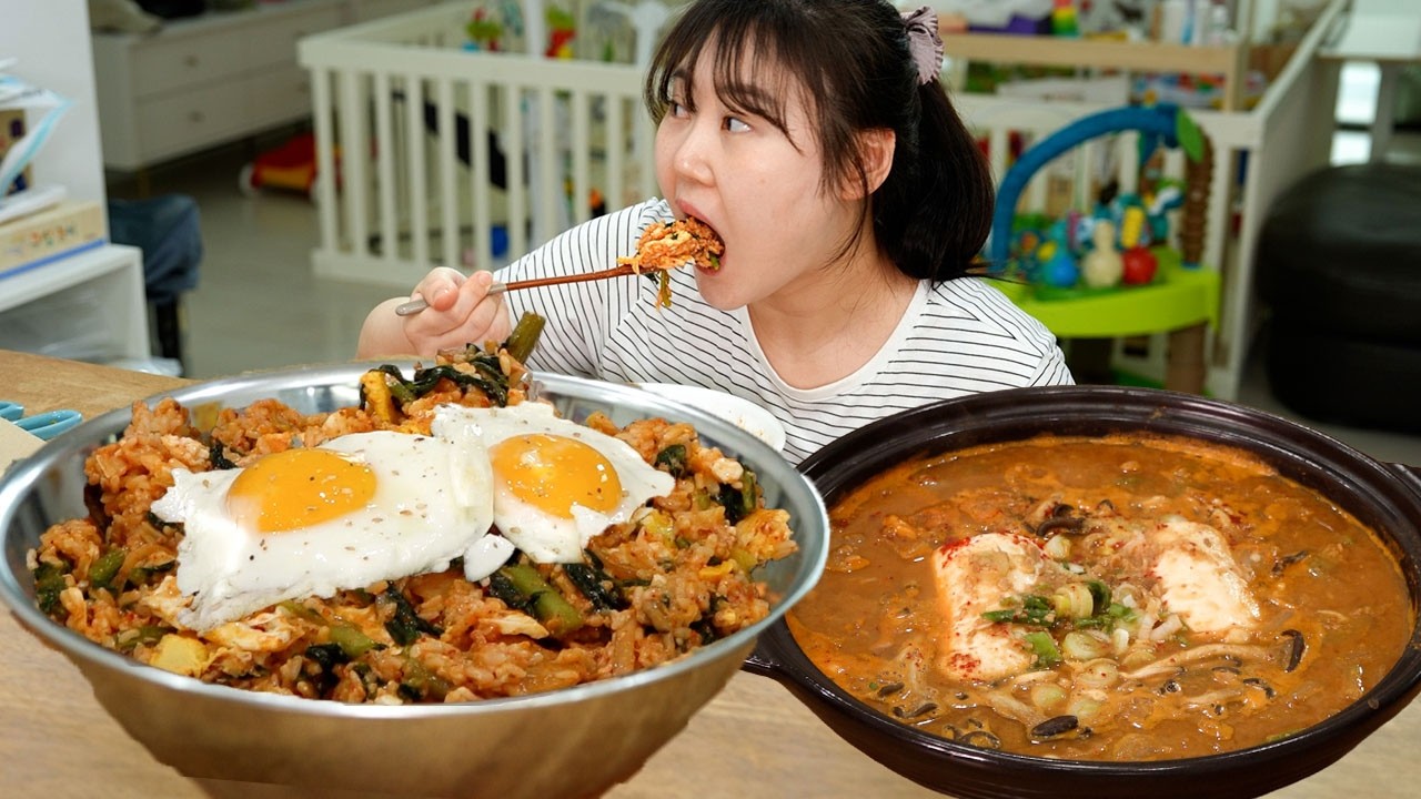 철 맞은 열무김치로 비빈 열무 참치 비빔밥과 어머님표 집된장으로 만든 청국장! 제철 집밥 먹방😋MUKBANG